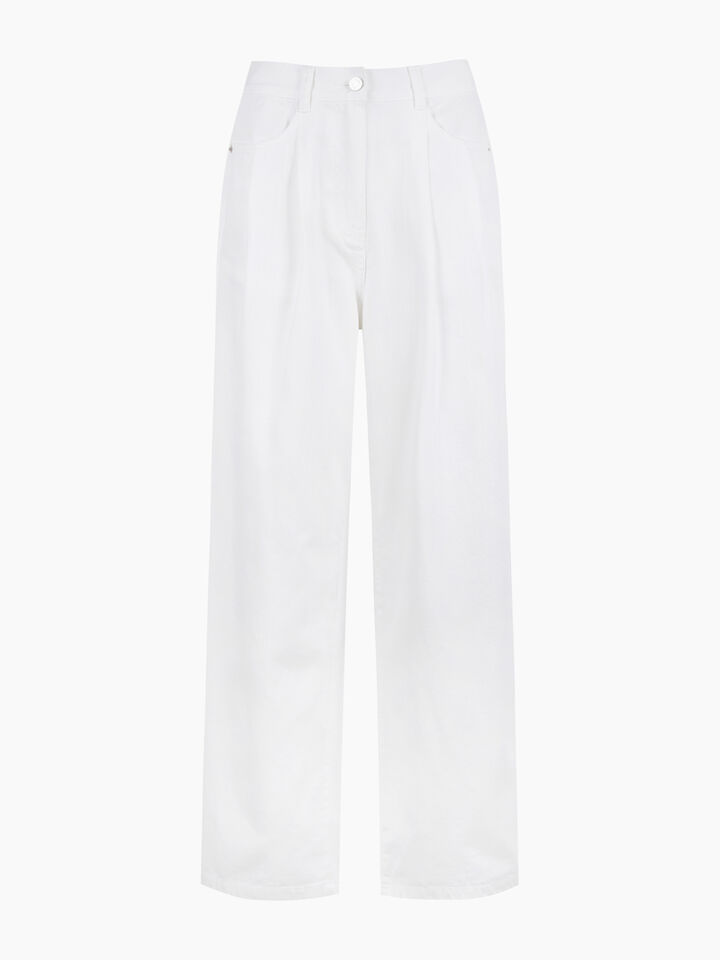 Pantaloni palazzo in denim color bianco - Palazzo - Bianco | Sisley K image number 5
